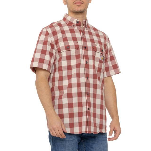 (取寄) カーハート ビッグ アンド トール ルーズ フィット ミッドウエイト プレイド シャツ - ショート スリーブ Carhartt 106140 Big and Tall Loose Fit Midweight Plaid Shirt - Short Sleeve Apple Butterの通販は