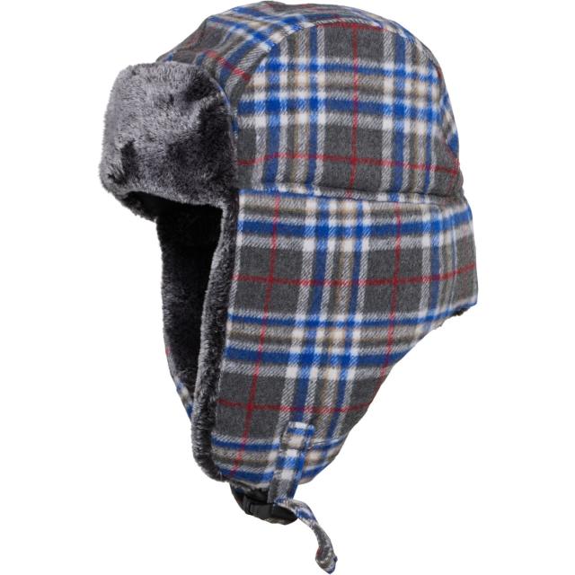 (取寄) カオス ラージ チェック パターン トラッパー ハット ウィズ フェイク-ファー トリム Chaos Large Check Pattern Trapper Hat with Faux-Fur Trim  Grey/Royal/Redの通販は 6,404円