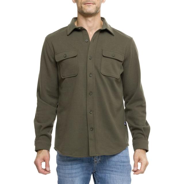 (取寄) ランズエンド ヘイデン モールスキン オーバーシャツ - ロング スリーブ Lands' End Hayden Moleskin Overshirt - Long Sleeve Olive