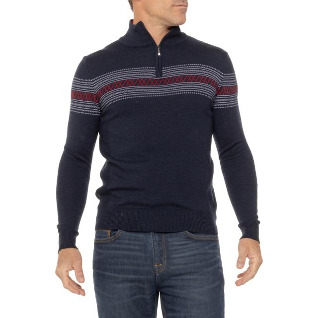 (取寄) フロッグ シグニチャー セーター - メリノ ウール, ジップ ネック WE NORWEGIANS Flag Signature Sweater - Merino Wool, Zip Neck  Flag