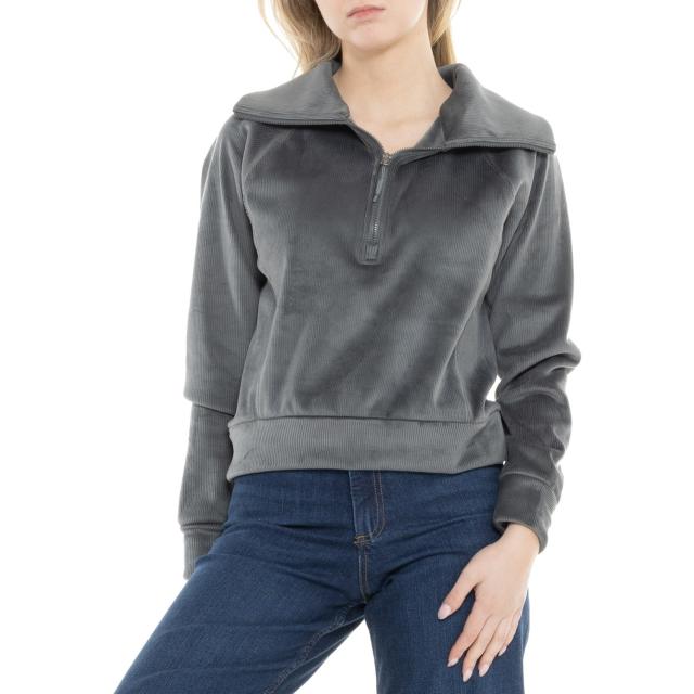 (取寄) キョーダン ベロア リブド シャツ - ジップ ネック, ロング スリーブ Kyodan Velour Ribbed Shirt - Zip Neck, Long Sleeve  Graphite