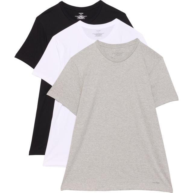 (取寄) カルバンクライン クルー ネック T-シャツ - 3-パック, ショート スリーブ   Crew Neck T-Shirt - 3-Pack, Short Sleeve  Black / White / Grey Heather