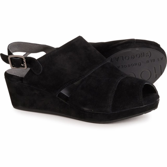 (取寄) レディース イザベル スリング バック ウェッジ サンダル Chocolat Blu women Ysabel Sling Back Wedge Sandals (For Women)  Black Suedeの通販は