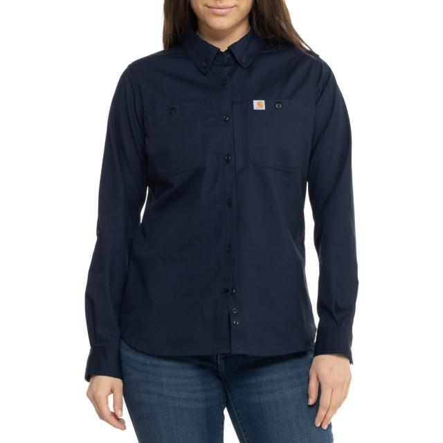 (取寄) カーハート ラギッド シリーズ リラックスド-フィット フィット キャンバス シャツ - ロング スリーブ Carhartt 103106 Rugged Professional Series Relaxed Fit Canvas Shirt - Long Sleeve Navy