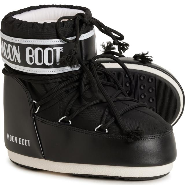 (取寄) レディース メイド イン ヨーロッパ アイコン ロウ ナイロン ブーツ MOON BOOTS women Made in Europe Icon Low Nylon Boots (For Women)  001-Black
