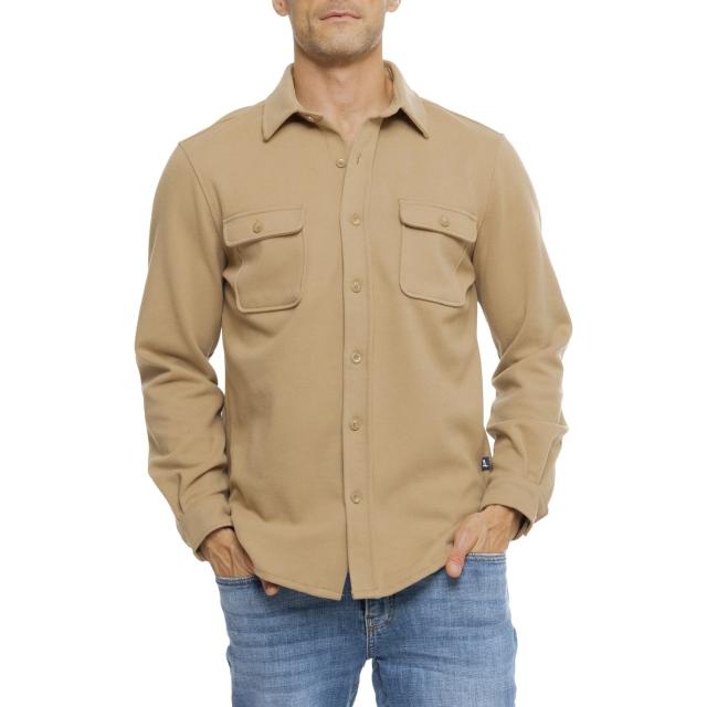 (取寄) ランズエンド ヘイデン モールスキン オーバーシャツ - ロング スリーブ Lands' End Hayden Moleskin Overshirt - Long Sleeve Sepia