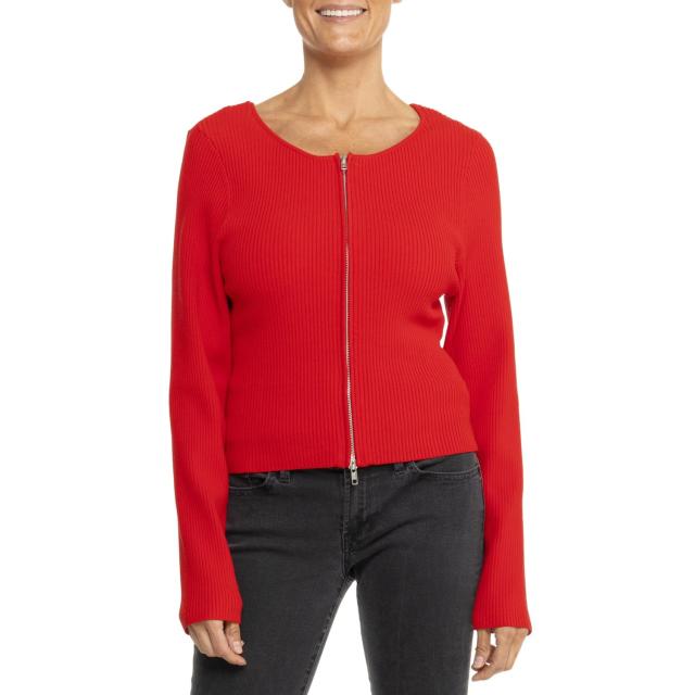 (取寄) グッドアメリカン ヴァーゴ リブド ジップ-フロント セーター GOOD AMERICAN Virgo Ribbed Zip-Front Sweater  Grenadine