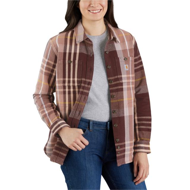 (取寄) カーハート ルーズ フィット ヘビーウェイト ツイル プレイド シャツ - ロング スリーブ Carhartt 105576 Loose Fit Heavyweight Twill Plaid Shirt - Long Sleeve Blackberry