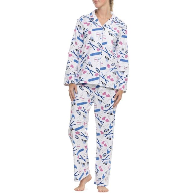 (取寄) ケイアンナ スキー アクセサリー プリンテッド フランネル ノッチ カラー パジャマ - ロング スリーブ KayAnna Ski Accessories Printed Flannel Notch Collar Pajamas - Long Sleeve  Ski Accessories