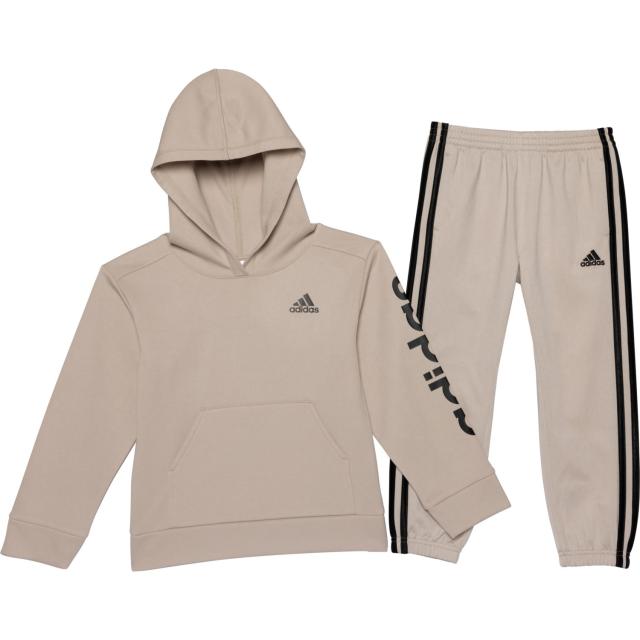 (取寄) アディダス リトル ボーイズ フリース ブーディ アンド トリコット パンツ セット adidas Little Boys Fleece Hoodie and Tricot Pants Set  Tanの通販は