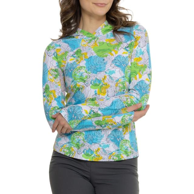 (取寄) イブクル プリント ブーディ - Upf 50+ IBKUL Print Hoodie - UPF 50+  Paddy Lime Multi