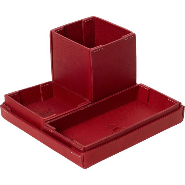 (取寄) デスク セット - レザー, 4ピース Will Leather Goods Desk Set - Leather, 4-Piece  Red