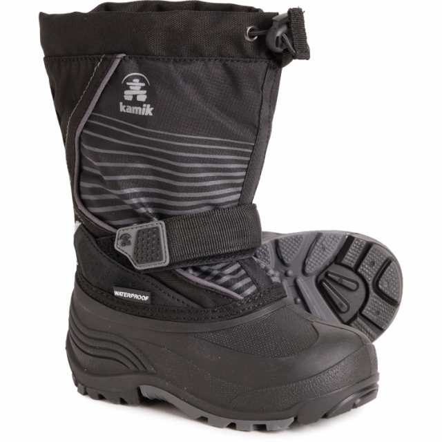 (取寄) カミック ボーイズ スノーフォックス パック ブーツ - ウォータープルーフ, インサレーテッド Kamik Boys Snowfox Pac Boots - Waterproof, Insulated  Black/Greyの通販はショートブーツ