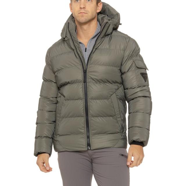 (取寄) ポイントゼロ マット シャイン テクスチャー パファー ジャケット - インサレーテッド POINT ZERO Matte Shine Textured Puffer Jacket - Insulated  Leek