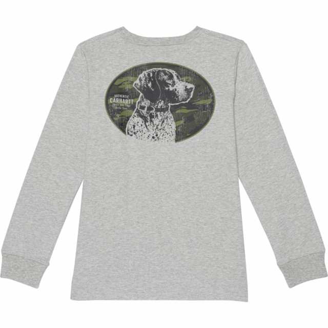 (取寄) カーハート ビッグ ボーイズ ドッグ グラフィック T-シャツ - ロング スリーブ Carhartt Big Boys CA6607 Dog Graphic T-Shirt - Long Sleeve Grey Heatherの通販は