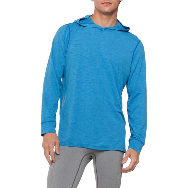 (取寄) サックス ドロップテンプ オール デイ クーリング フーデット シャツ - Upf 50, ロング スリーブ SAXX DropTemp All Day Cooling Hooded Shirt - UPF 50, Long Sleeve  Racer Blue Heatherの通販は