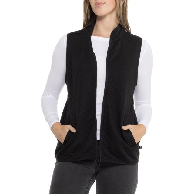 (取寄) ランズエンド ジップ-フロント キルテッド ベスト Lands' End Zip-Front Quilted Vest Black