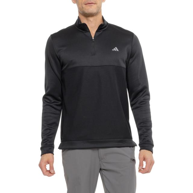 (取寄) アディダス テクスチャー ジップ ネック シャツ - ロング スリーブ adidas Textured Zip Neck Shirt - Long Sleeve  Black