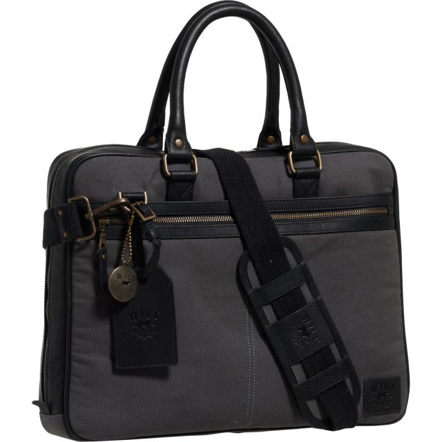 (取寄) コミューター コレクション スリム ブリーフケース Will Leather Goods Commuter Collection Slim Briefcase  Charcoal/Black