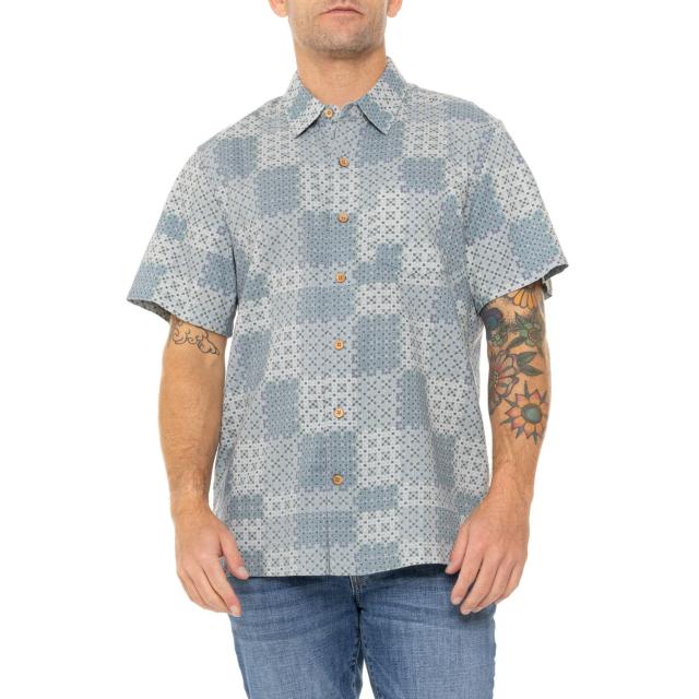(取寄) ラッキーブランド プラヤ プリント スラブ シャツ - ショート スリーブ Lucky Brand Playa Print Slub Shirt - Short Sleeve Blue Print