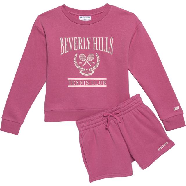 (取寄) スケッチャーズ ビッグ ガールズ フリース セーター アンド ショーツ セット Skechers Big Girls Fleece Sweater and Shorts Set  Red Violetの通販は 4,945円