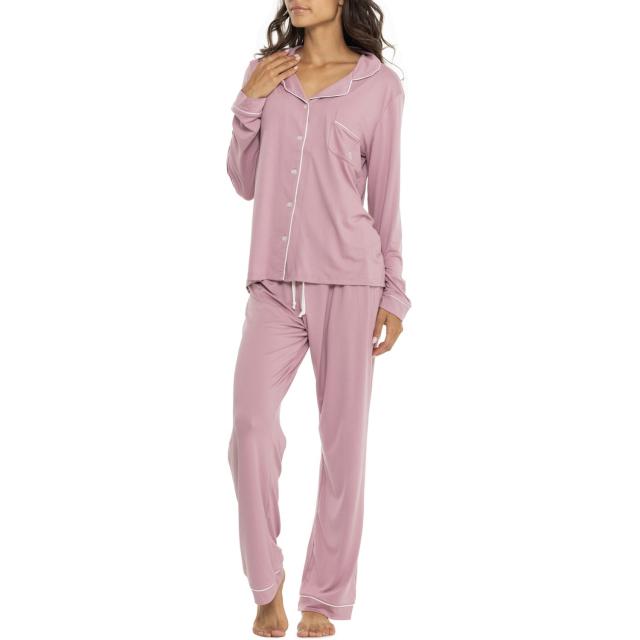 (取寄) ボーン ノッチ カラー パジャマ - ロング スリーブ Born Notch Collar Pajamas - Long Sleeve  Rose