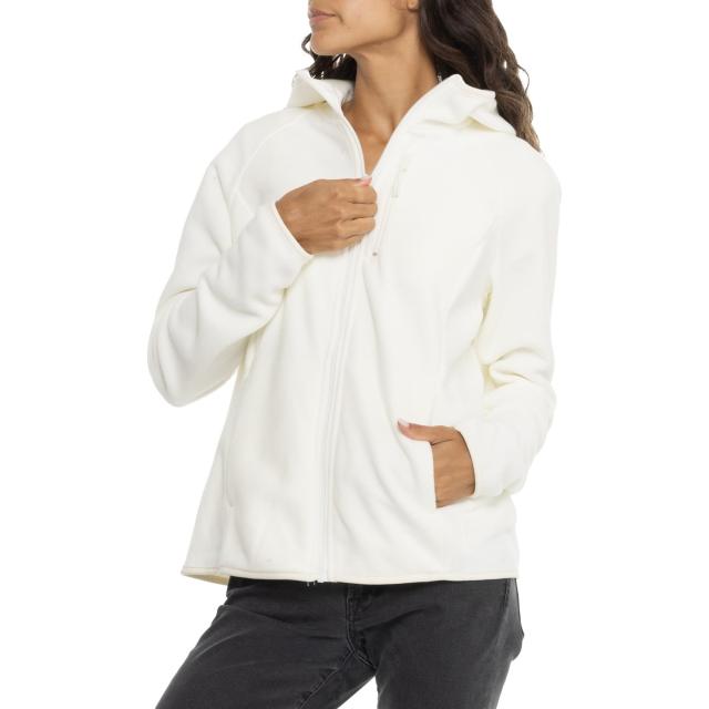 (取寄) ランズエンド ライトウェイト パウダー フリース フーデット ジャケット - フルジップ Lands' End Lightweight Powder Fleece Hooded Jacket - Full-Zip Cream