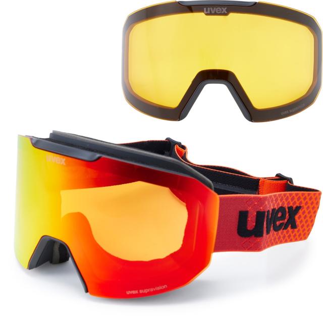(取寄) ウベックス エヴィドント アトラクト CV スキー ゴーグルズ - エクストラ レンズ uvex Evidnt Attract CV Ski Goggles - Extra Lens  Black/Red