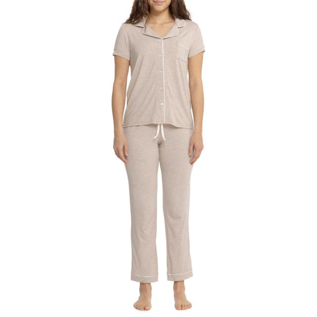 (取寄) ボーン ヘザード モーダル ノッチ カラー パジャマ - ショート スリーブ Born Heathered Modal Notch Collar Pajamas - Short Sleeve  Taupeの通販は 8,770円