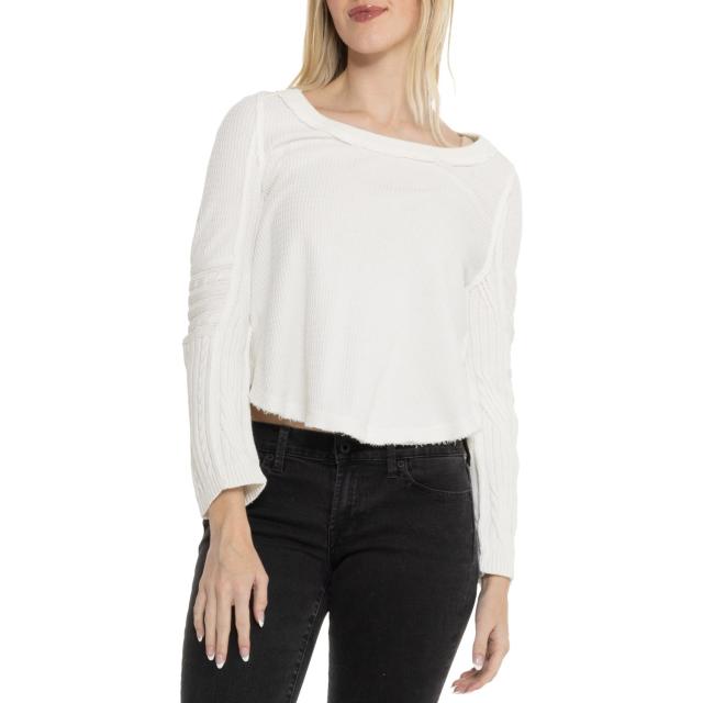 (取寄) フリーピープル スインギング ケーブル カフ シャツ - ロング スリーブ Free People Swinging Cable Cuff Shirt - Long Sleeve  Ivory Combo