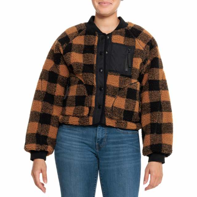 (取寄) ブランクニューヨーク チェッカード フリース ジャケット - インサレーテッド Blank NYC Checkered Fleece Jacket - Insulated  Black And Tanの通販は