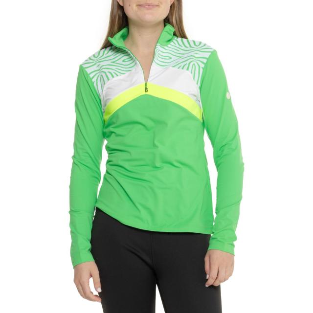 (取寄) ボグナー ミッドレイヤー シャツ - ジップ ネック, ロング スリーブ Bogner Catja Midlayer Shirt - Zip Neck, Long Sleeve  Power Green