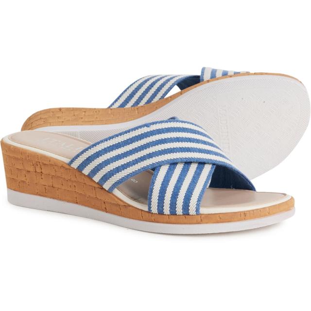 (取寄) イタリアンシューメーカーズ レディース メイド イン イタリー ソーダ クロス-バンド ストライプド ウェッジ サンダル Italian Shoemakers women Made in Italy Soda Cross-Band Striped Wedge Sandals (For Women)  Navy