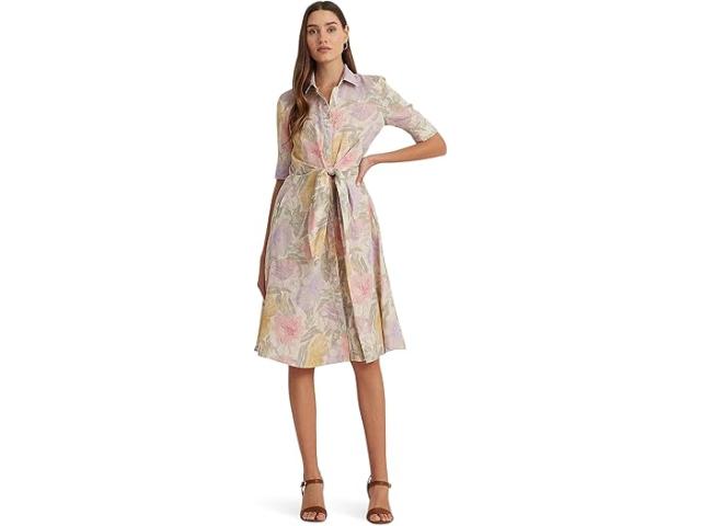 (取寄) ローレン ラルフローレン レディース フローラル タイフロント リネン シャツドレス Lauren Ralph Lauren women Lauren Ralph Lauren Floral Tie-Front Linen Shirtdress Cream Multiの通販は 57,060円