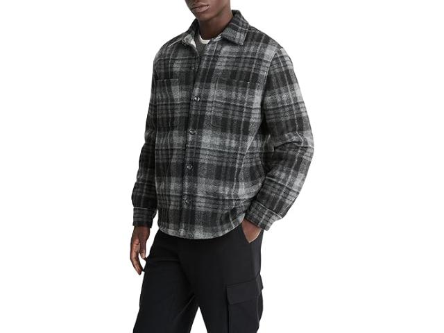 (取寄) ヴィンス メンズ シェルパ ライン プレイド シャツ ジャケット Vince men Sherpa Lined Plaid Shirt Jacket Black Comboの通販は