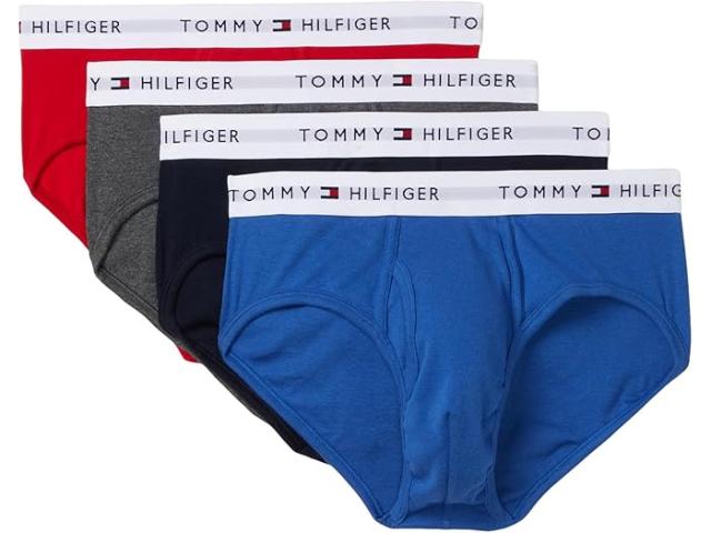 (取寄) トミーヒルフィガー メンズ コットン クラシック 4-パック ブリーフ   men Cotton Classic 4-Pack Brief Blue Ocean