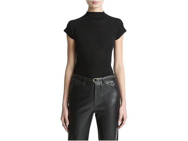 (取寄) ヴィンス レディース キャップ スリーブ ラグラン モック ネック Vince women Cap Sleeve Raglan Mock Neck Black