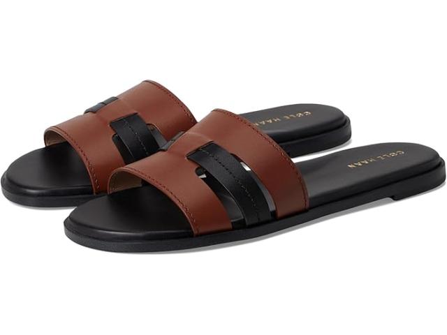 (取寄) コールハーン レディース フリン スロッテド スライド Cole Haan women Flynn Slotted Slides Dark Cuoio/Black Leather