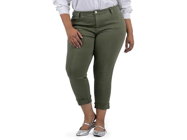 (取寄) カット フロム ザ クロス レディース プラス サイズ エイミー クロップ ストレート レッグ- ロール アップ フレイ プリンセス シーム KUT from the Kloth women Plus Size Amy Crop Straight Leg- Roll Up Fray Princess Seam Tree