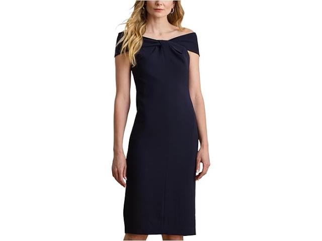 (取寄) ローレン ラルフローレン レディース ツイスト-フロント クレープ カクテル ドレス Lauren Ralph Lauren women Twist-Front Crepe Cocktail Dress Lighthouse Navy