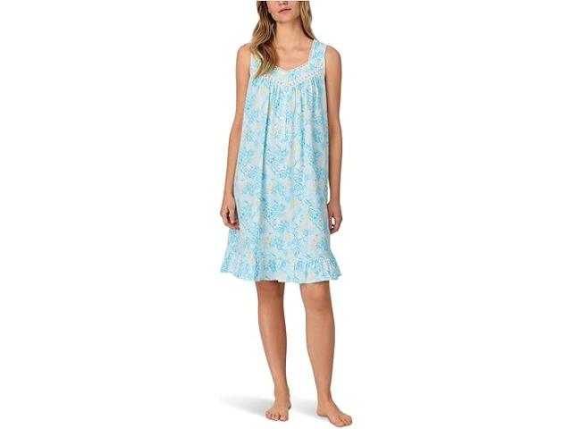 (取寄) アイリーン ウエスト レディース ショート スリーブレス ナイトガウン Eileen West women Short Sleeveless Nightgown Aqua Ground Floral