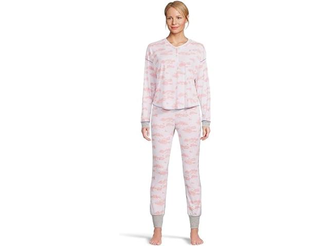 (取寄) レディース バック イン ベッド ロング ヘンリー セット HONEYDEW women Back in Bed Long Henley Set White Cabin Toile