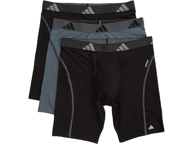 (取寄) アディダス メンズ パフォーマンス メッシュ ロング ボクサー ブリーフ 3-パック adidas men adidas Performance Mesh Long Boxer Brief 3-Pack Black/Onix Grey/Black