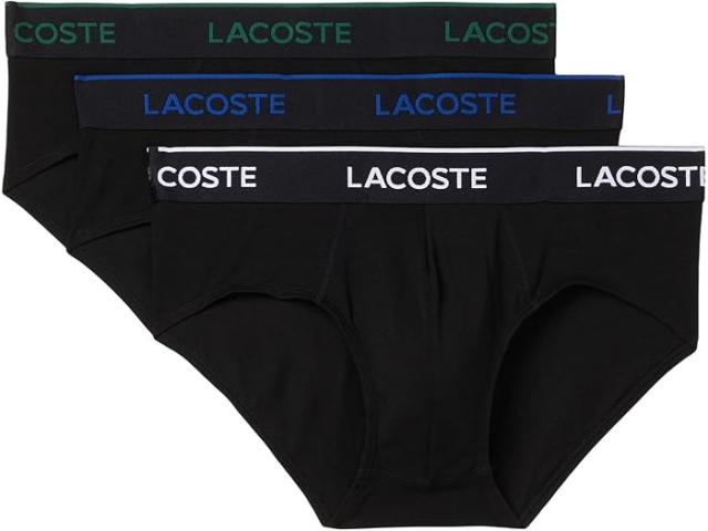 (取寄) ラコステ メンズ 3 パック アンダーウェア ブリーフ Lacoste men 3 Pack Underwear Briefs Black W/White/Blue/Green
