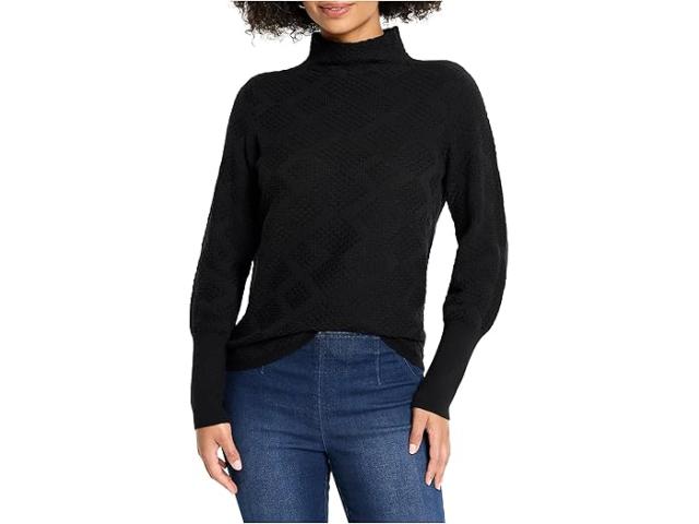 (取寄) ニックゾー レディース ピティート テクスチャー ダイヤモンズ セーター NIC+ZOE women Petite Textured Diamonds Sweater Black Onyx