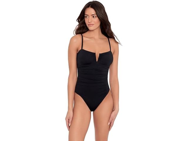 (取寄) ローレン ラルフローレン レディース ビーチ クラブ ソリッズ V ワイヤー オーバー ザ ショルダー ワン ピース Lauren Ralph Lauren women Beach Club Solids V Wire Over the Shoulder One Piece Black