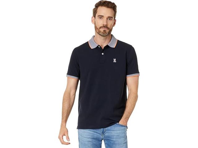 (取寄) サイコ バニー メンズ ノースレイク ジャージ ポロ Psycho Bunny men Northlake Jersey Polo Navy/Orangeの通販は