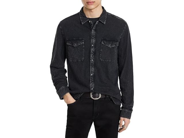 (取寄) ジョン バルベイトス メンズ アーボン ウェスタン シャツ John Varvatos men ARVON WESTERN SHIRT Mineral Black