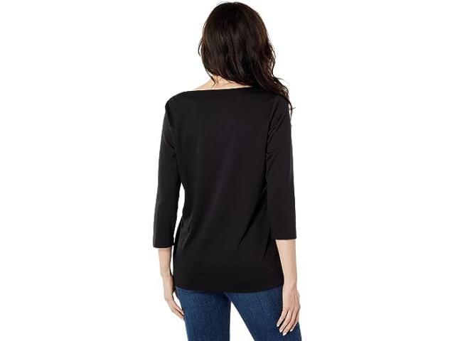(取寄) エルエルビーン レディース ピマ トップス スプリットネック チュニック 3/4 スリーブ L.L.Bean women L.L.Bean Pima Tops Split-Neck Tunic 3/4 Sleeve Black