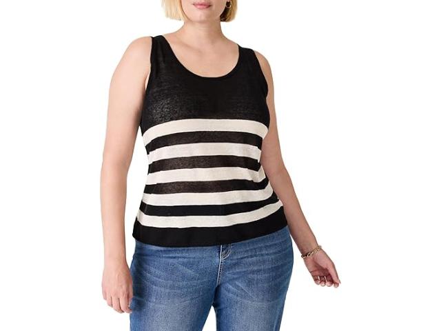 (取寄) ニックゾー レディース プラス サイズ フェザーウェイト ストライプド タンク NIC+ZOE women Plus Size Featherweight Striped Tank Black Multiの通販は